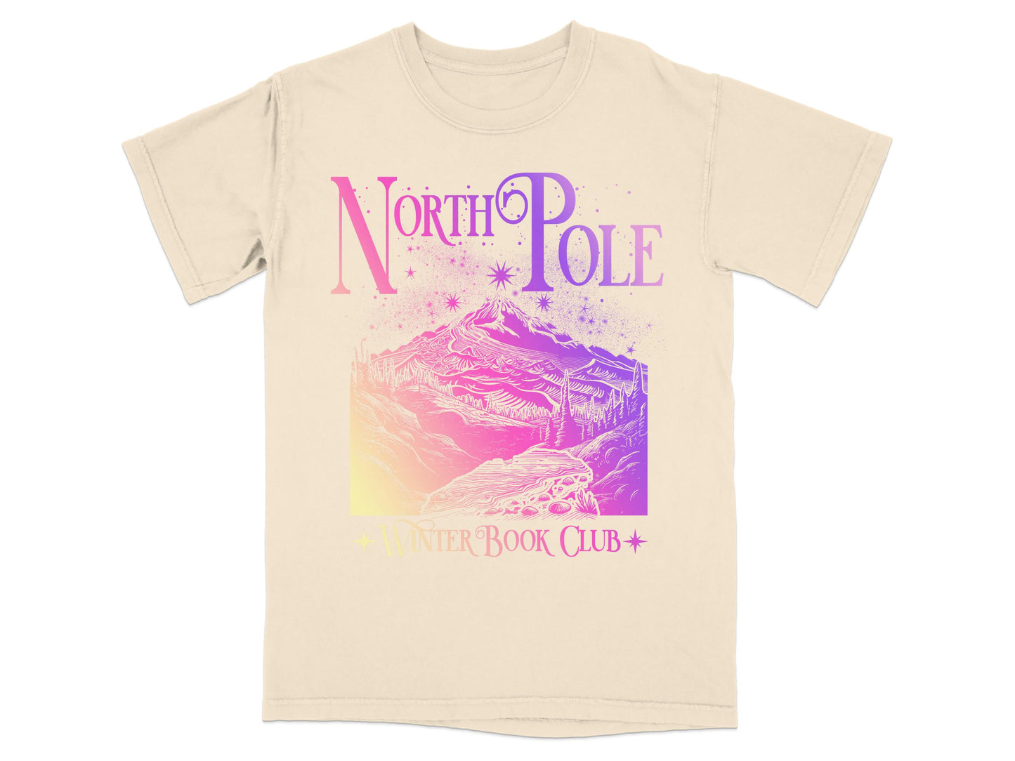 North Pole Winter Book Club T-shirt Black Gray Ivory