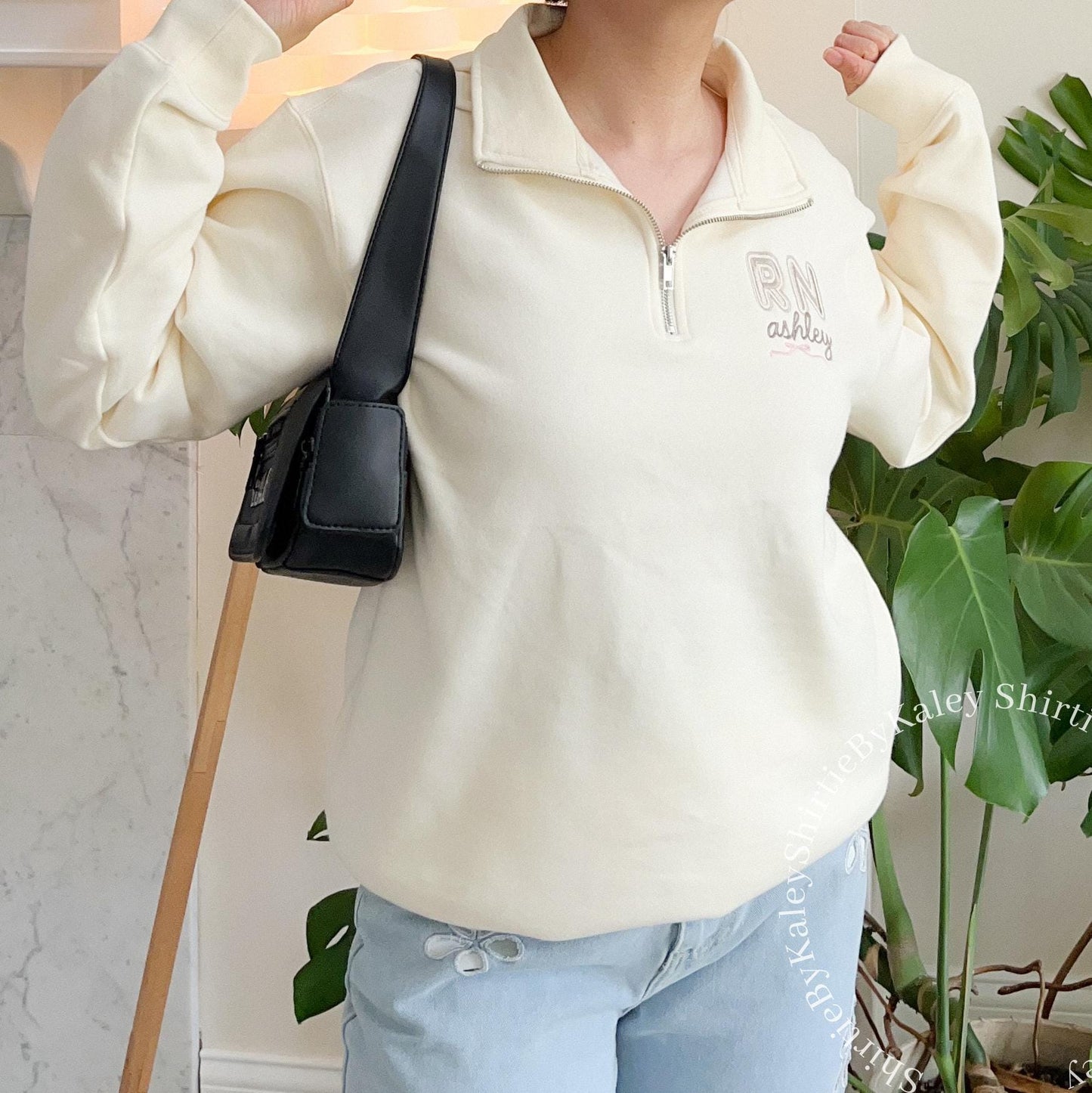 Embroidered RN 1/4 Zip Sweatshirt: Nursing Student Gift