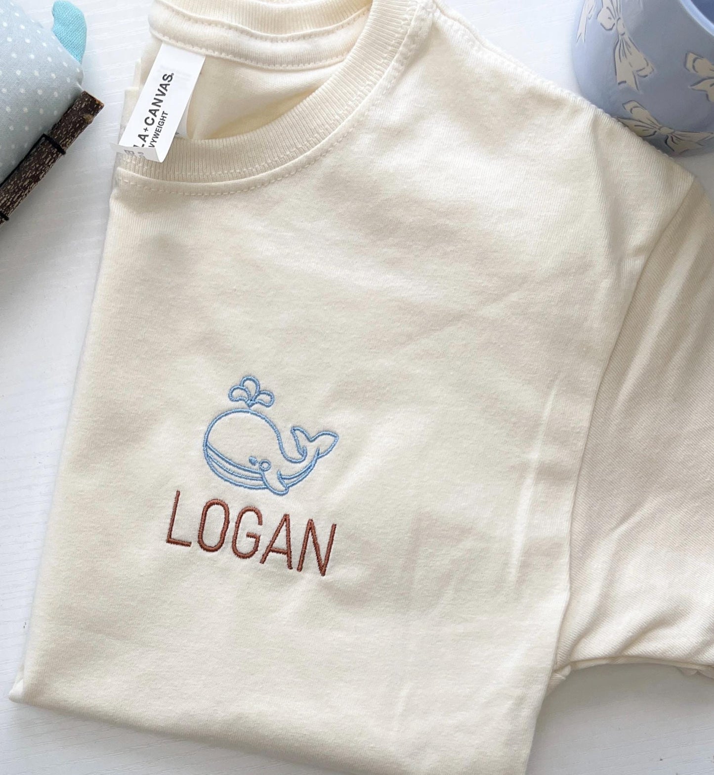 Custom Embroidered Kids T-Shirt: Personalized Name & Icon, Heavyweight Cotton
