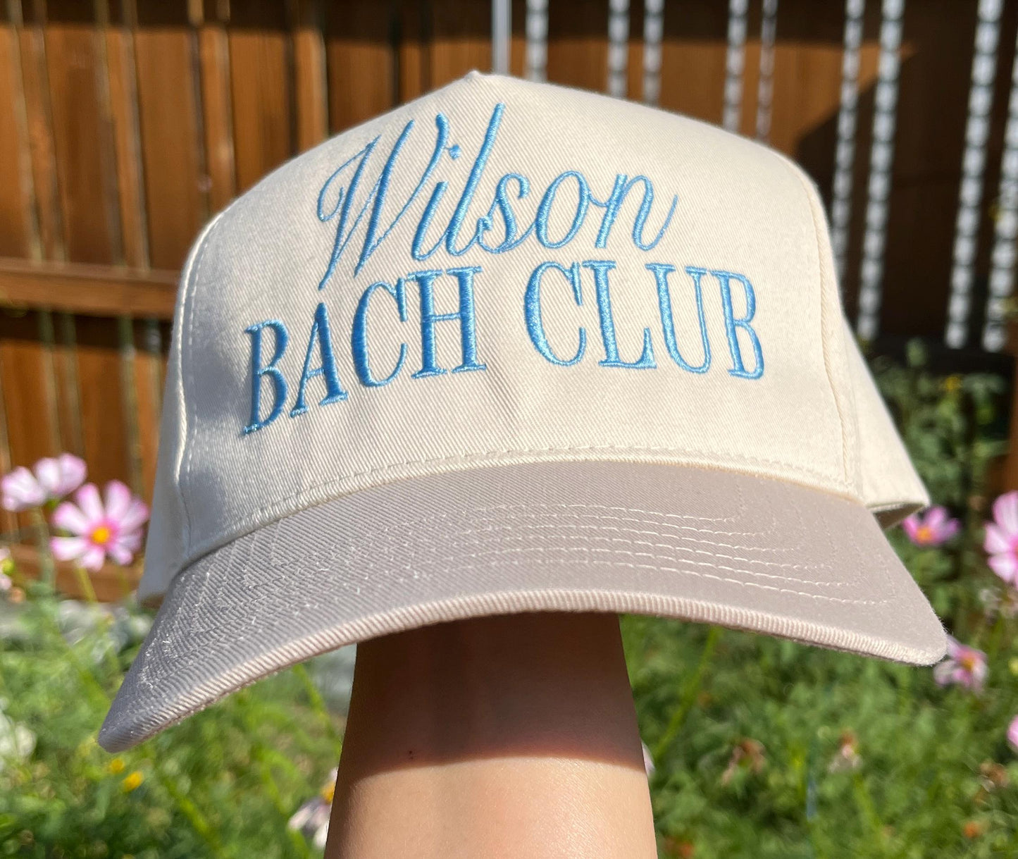 Custom Embroidered Bachelorette Trucker Hat: Khaki Cotton Twill Snapback