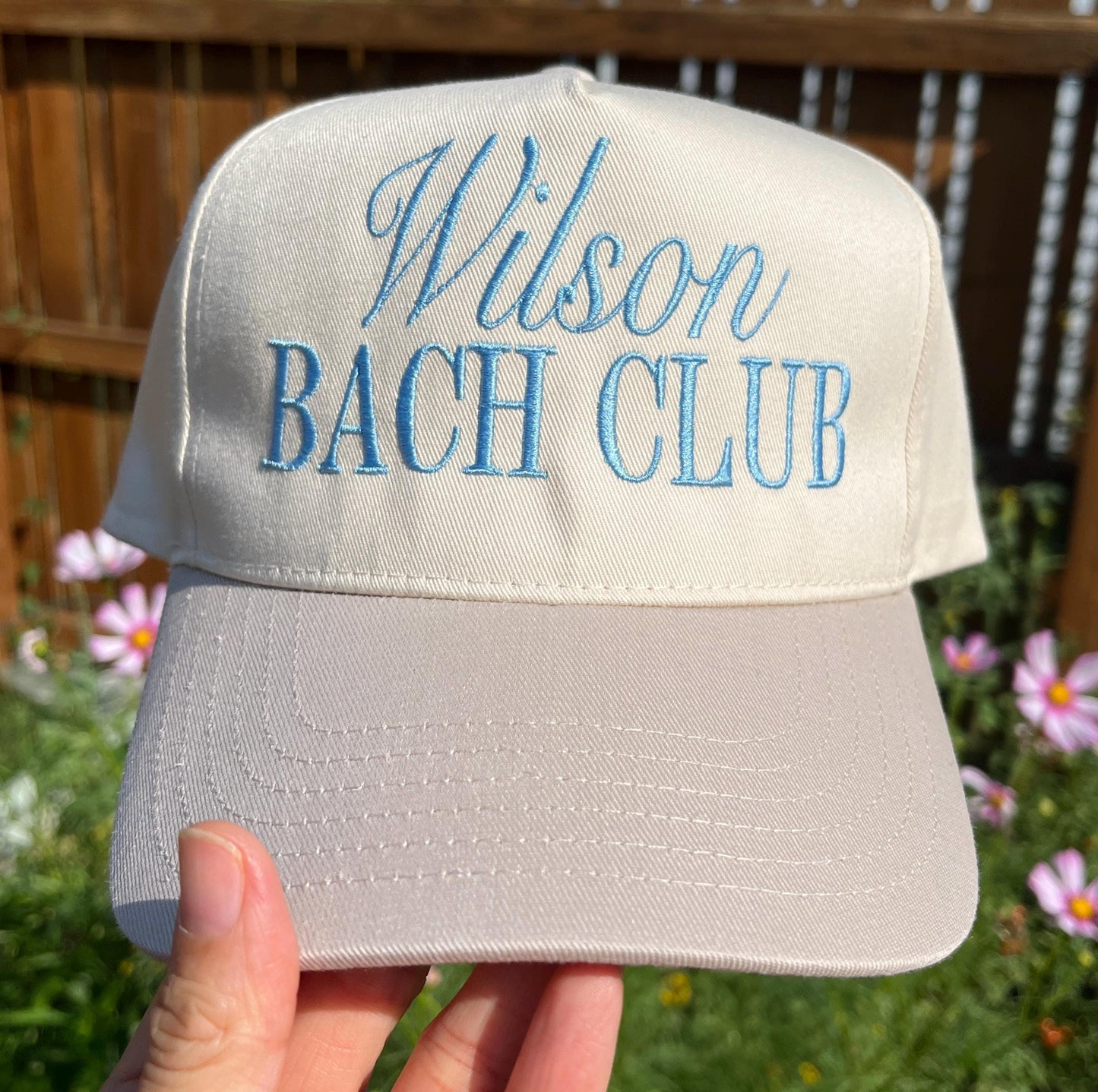 Custom Embroidered Bachelorette Trucker Hat: Khaki Cotton Twill Snapback