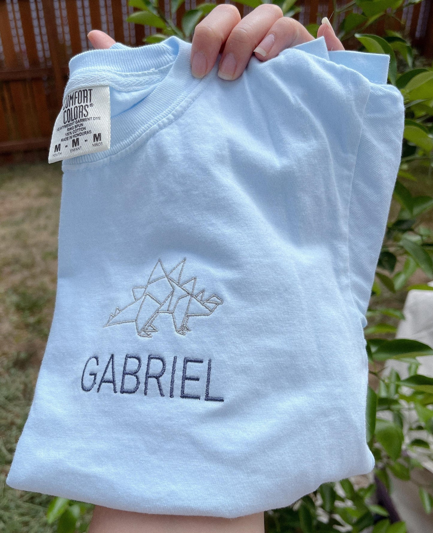 Custom Embroidered Kids Comfort Colors Tee: Personalized Name & Icon