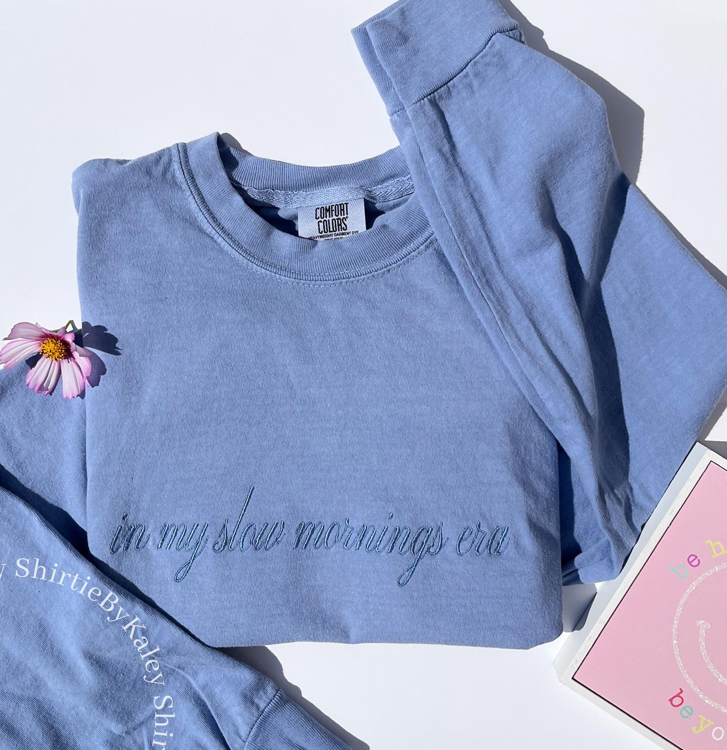 Embroidered Custom Comfort Colors Long Sleeve Tee Custom Your Text Embroidered Soft Long Sleeved Tee Personalized Text Long Sleeve Top