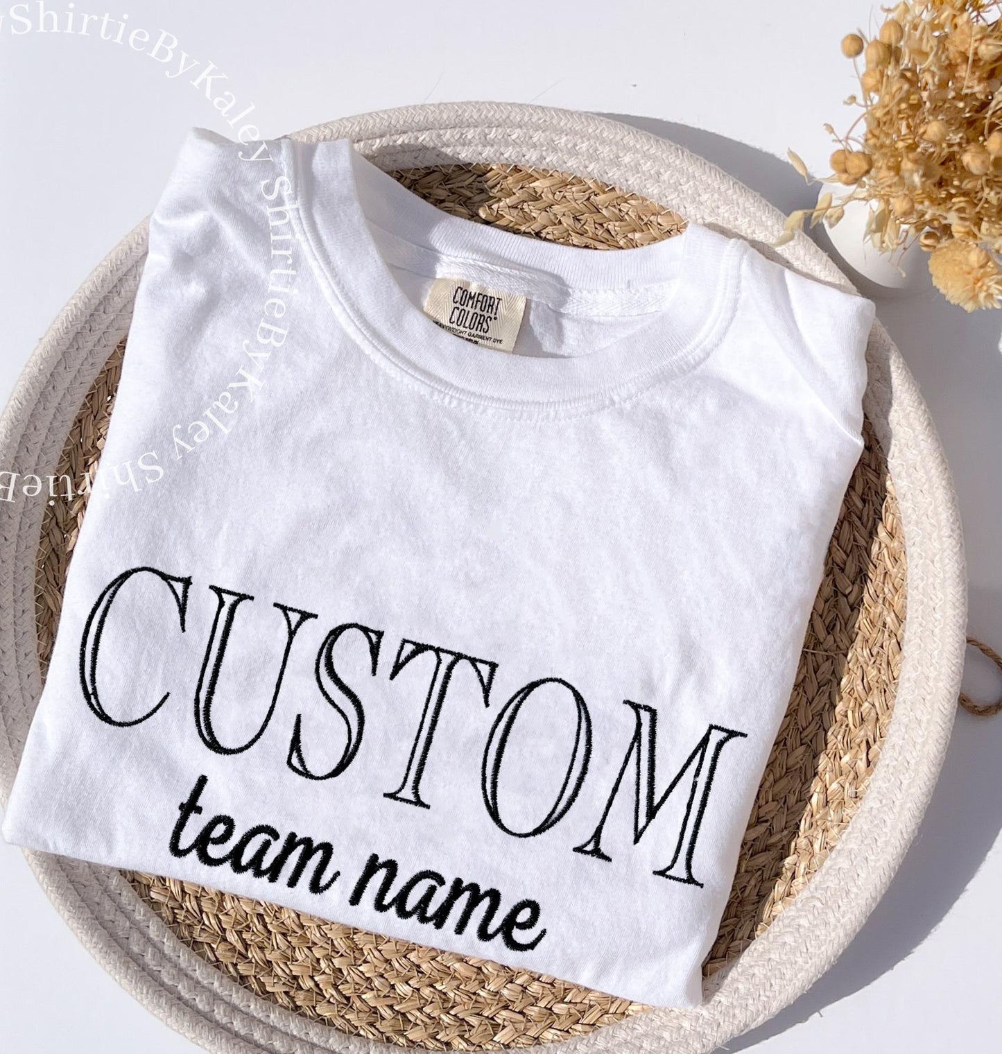 Custom Embroidered Varsity Team Name Sport College T-shirt Embroidery Embroidered Mascot Comfort Colors Tee Custom School Sports Team Shirt