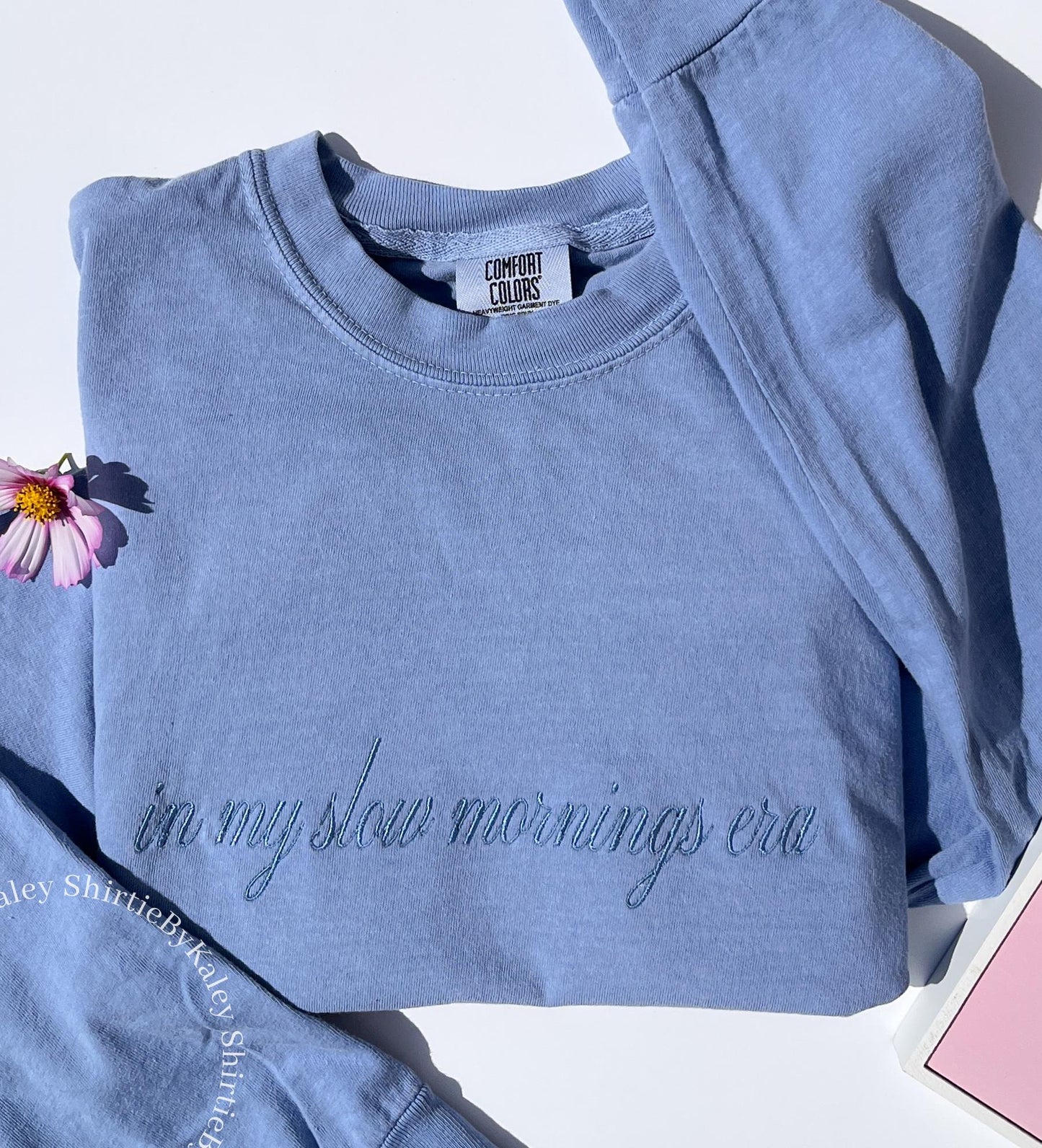 Embroidered Custom Comfort Colors Long Sleeve Tee Custom Your Text Embroidered Soft Long Sleeved Tee Personalized Text Long Sleeve Top