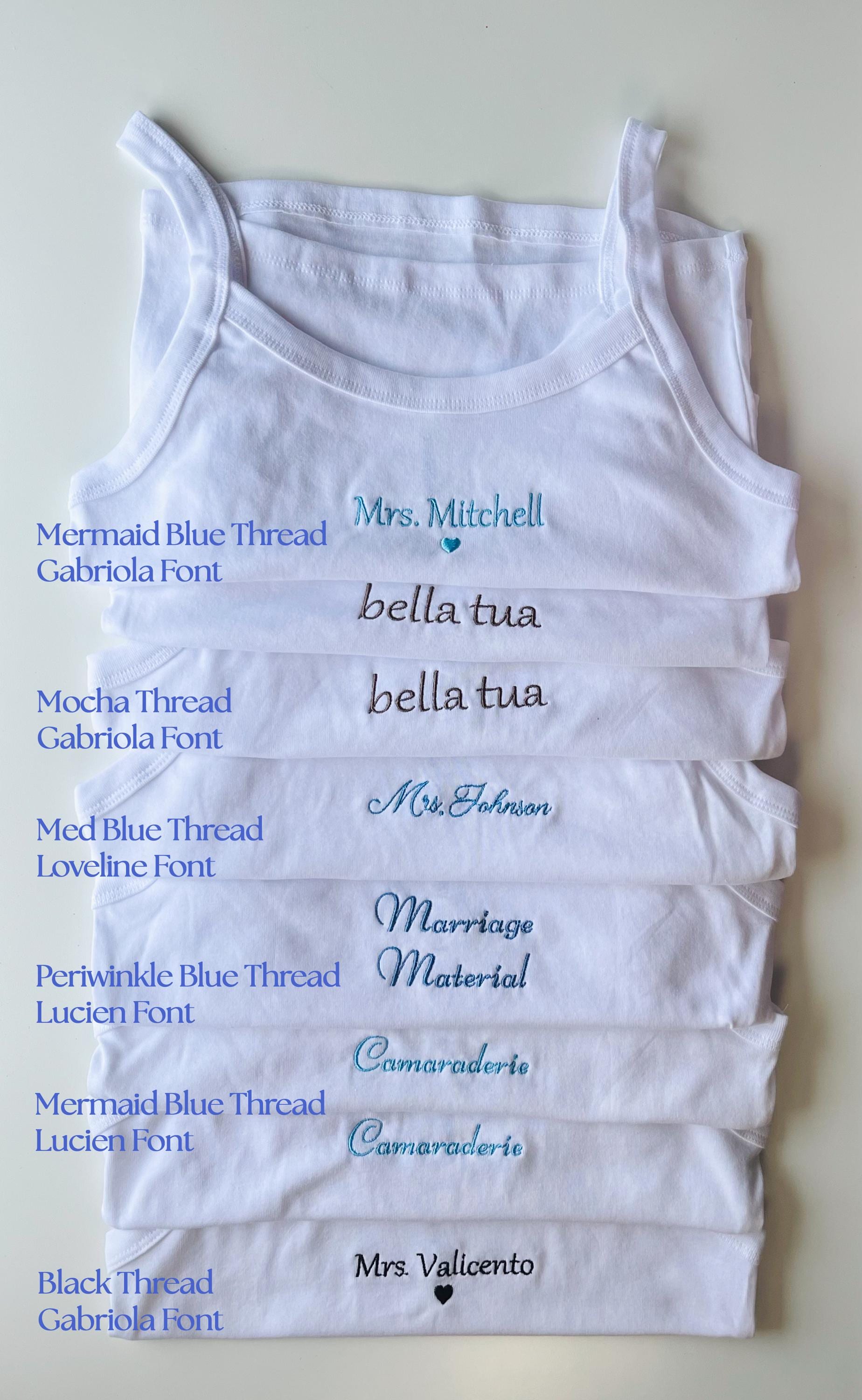 Custom Embroidered Cherry Tank Spaghetti Strap Tank Top Personalized Women Cropped Ribbed Tank Top Custom Bride Bridal Party Custom Y2K Top