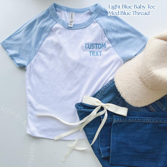 Custom Embroidered Raglan Baby Tee: Personalized Team Sports Shirt