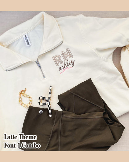 Embroidered RN 1/4 Zip Sweatshirt: Nursing Student Gift