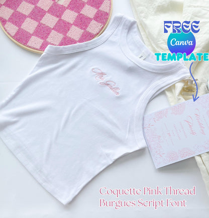 Custom Embroidered Racerback Tank Top Custom Summer Top Personalized Bridal Party Shirt Bachelorette Outfit Idea Hers Gift Bach Party Gifts
