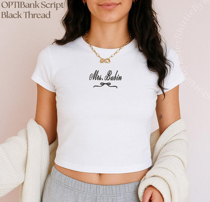 Custom Embroider Baby Tee Trendy y2k Shirt Bridal Women's Crop Tee Custom Embroidered Bridesmaid Baby Tee Gift for Bachelorette Party
