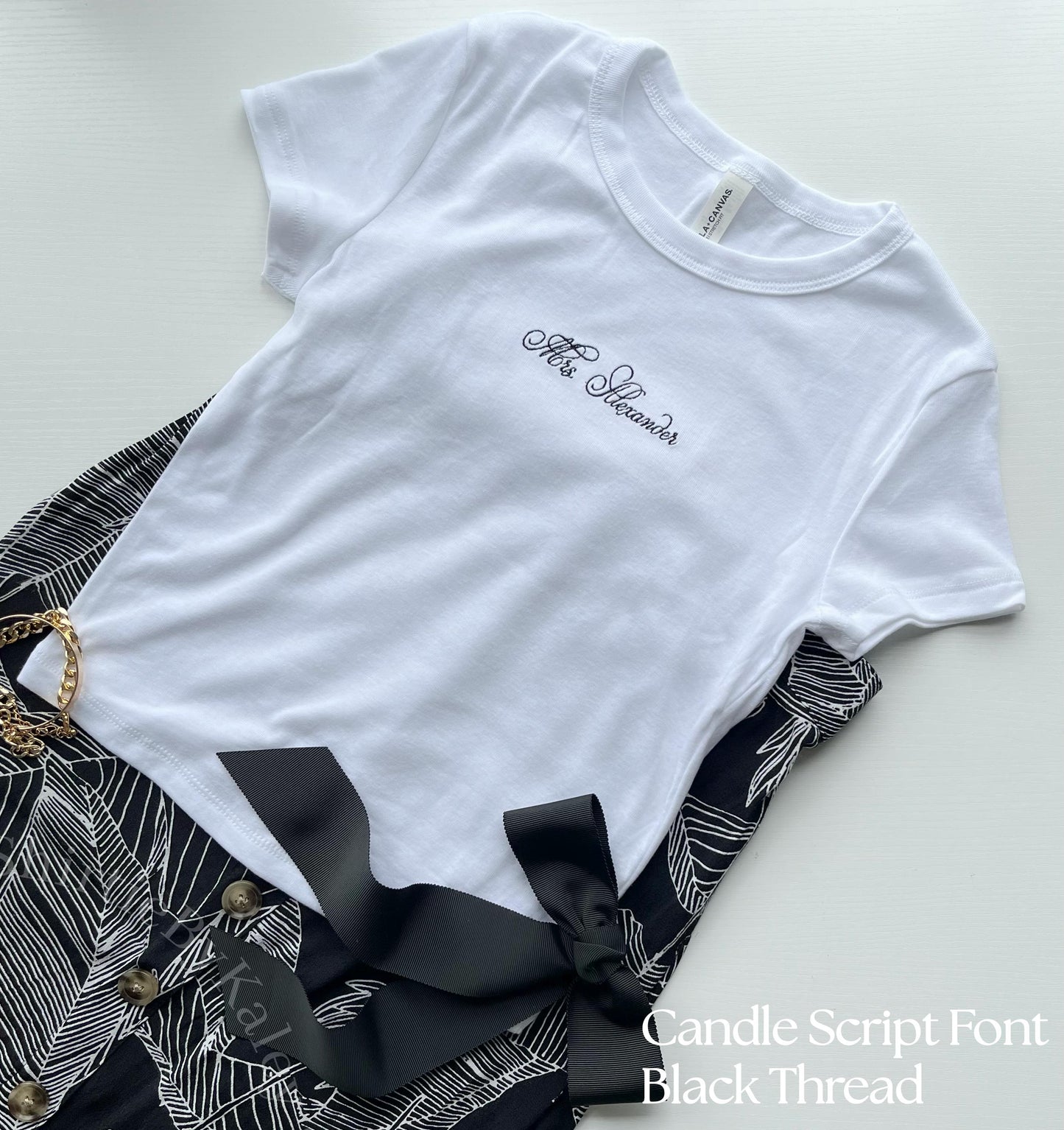 Custom Embroider Baby Tee Trendy y2k Shirt Bridal Women's Crop Tee Custom Embroidered Bridesmaid Baby Tee Gift for Bachelorette Party
