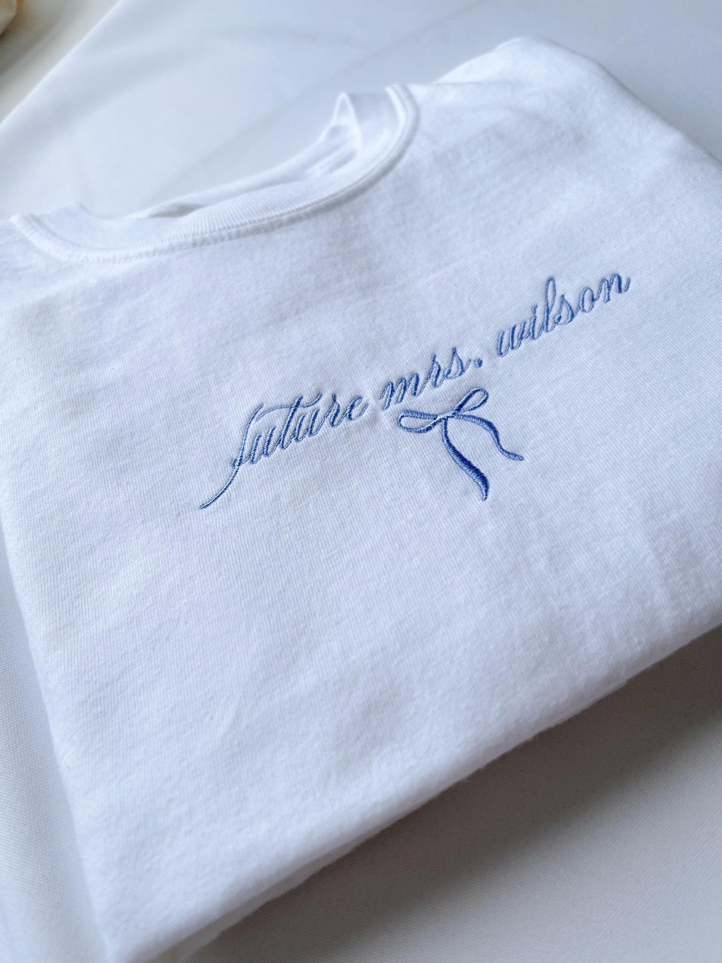 Embroidered Future Mrs. Shirt Comfort Colors Coquette Bachelorette Party Custom Future Mrs. Shirt Engagement Gift Custom Fiancee Gift