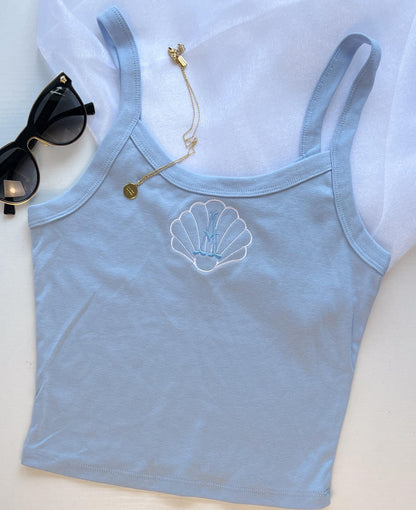 Seashell Bra Crop Top Personalized Crop Tank Top Custom Embroidered Crop Top Tank Bachelorette Tank Top Girls Trip Beachy Tank Coastal Tank