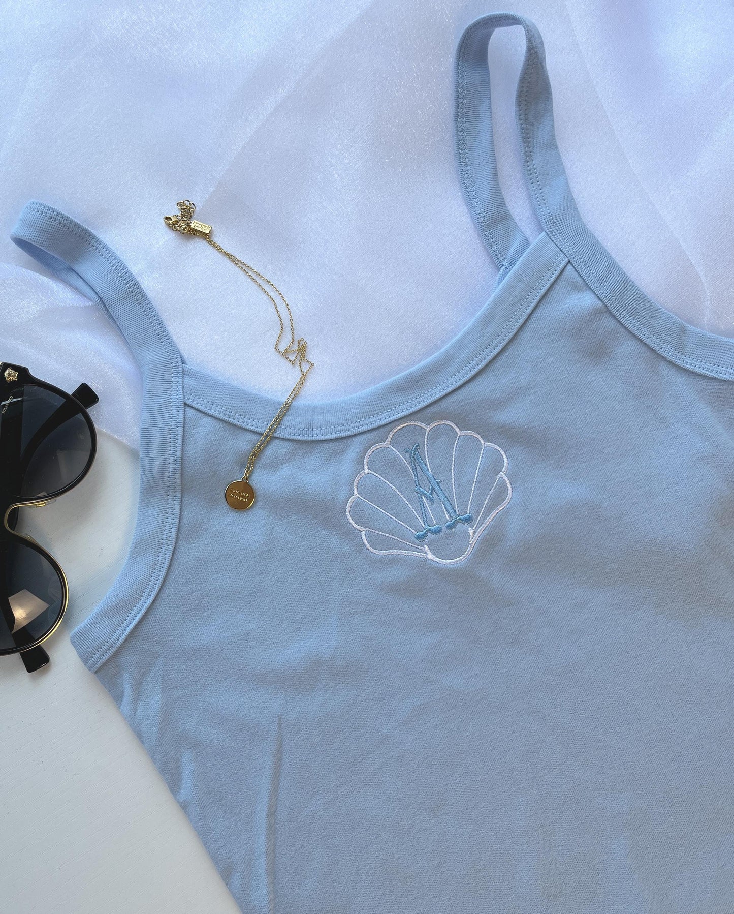 Seashell Bra Crop Top Personalized Crop Tank Top Custom Embroidered Crop Top Tank Bachelorette Tank Top Girls Trip Beachy Tank Coastal Tank