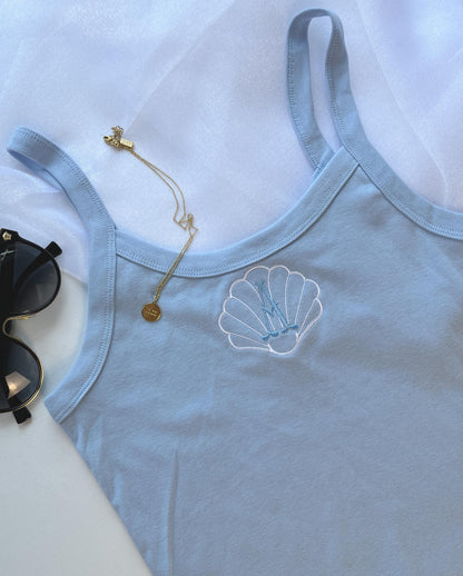 Seashell Bra Crop Top Personalized Crop Tank Top Custom Embroidered Crop Top Tank Bachelorette Tank Top Girls Trip Beachy Tank Coastal Tank