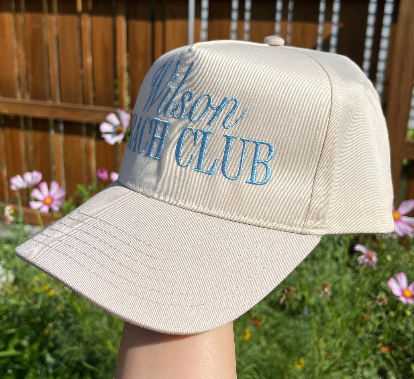 Custom Embroidered Bachelorette Trucker Hat: Khaki Cotton Twill Snapback