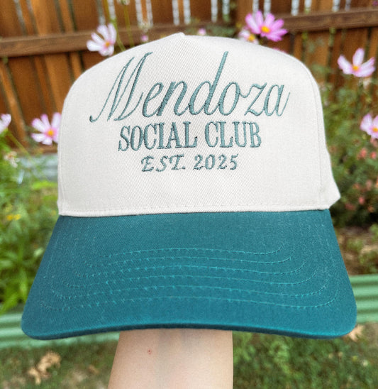 Custom Embroidered Bachelorette Trucker Hat: Forest Green Cotton Twill