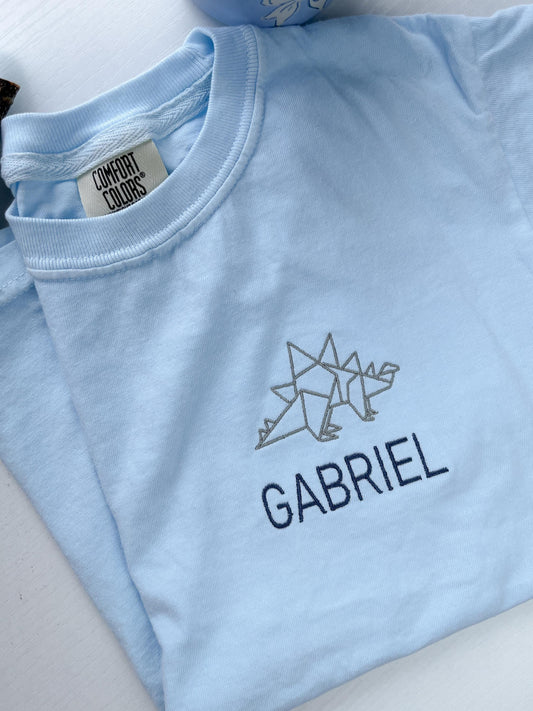 Custom Embroidered Kids Comfort Colors Tee: Personalized Name & Icon