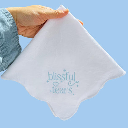 Something Blue Custom Scallop Napkins Wedding Napkin Name Embroidery Custom Logo Embroidery Wedding Family Gatherings gift Personalized Gift