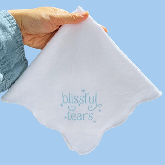 Something Blue Custom Scallop Napkins Wedding Napkin Name Embroidery Custom Logo Embroidery Wedding Family Gatherings gift Personalized Gift