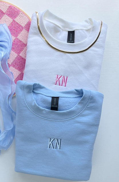 Embroidered Block Initial Sweatshirt: Custom Preppy Monogram