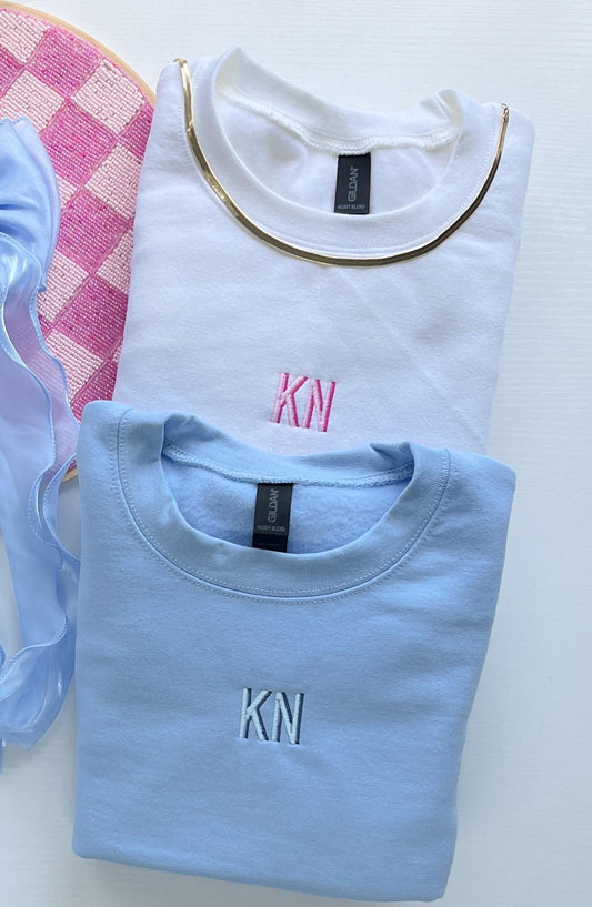Embroidered Block Initial Sweatshirt: Custom Preppy Monogram