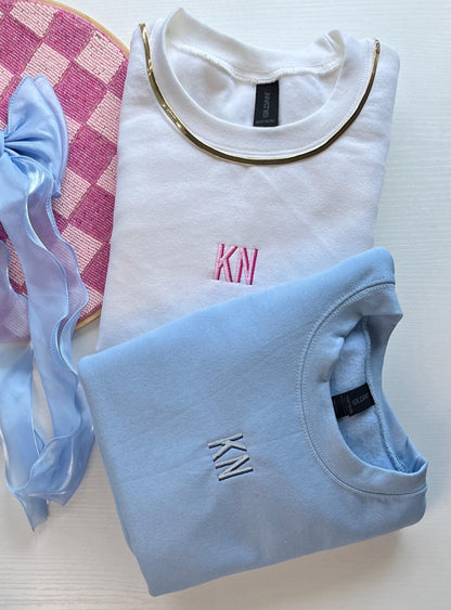 Embroidered Block Initial Sweatshirt: Custom Preppy Monogram