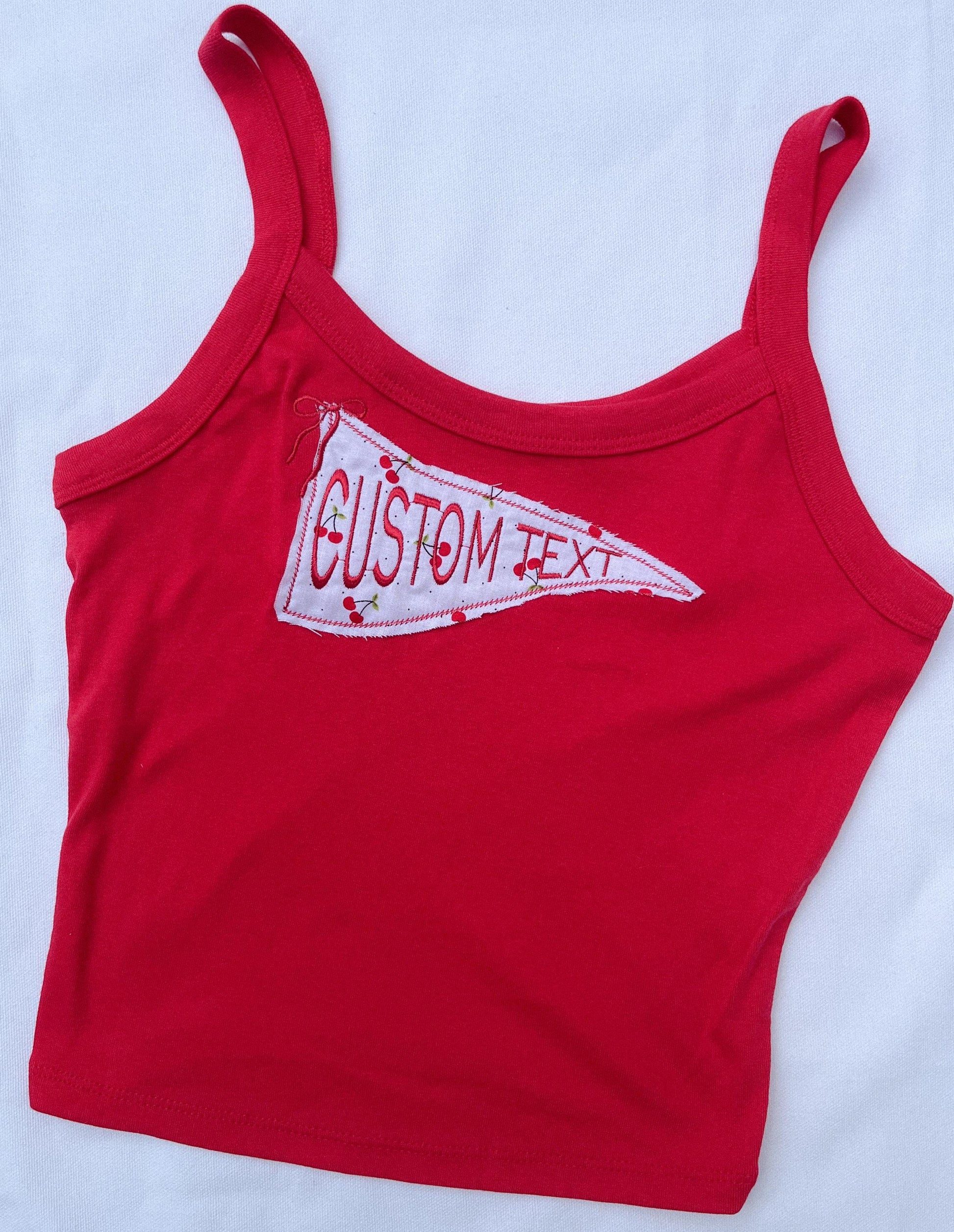 College Pennant Patchwork Tank Top Custom Gift Senior Football Games College Merch Embroidered Baby Tee Custom Tank Top Y2K Tank Top Gift