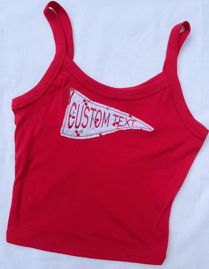 College Pennant Patchwork Tank Top Custom Gift Senior Football Games College Merch Embroidered Baby Tee Custom Tank Top Y2K Tank Top Gift