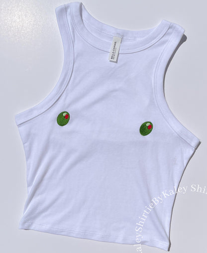 Embroidered Olives tank Nipples Tank Top Bridal Party tank top olives sexy tank top olive martini tank top college tank gift for girlfriend