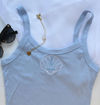 Seashell Bra Crop Top Personalized Crop Tank Top Custom Embroidered Crop Top Tank Bachelorette Tank Top Girls Trip Beachy Tank Coastal Tank