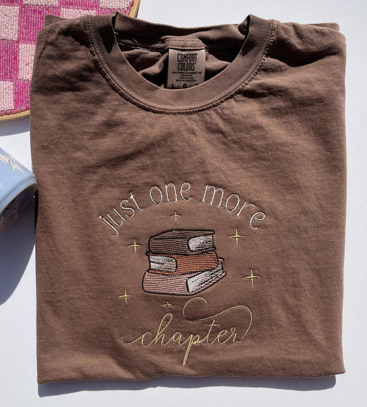 One More Chapter Embroidered Comfort Colors® T-Shirt Book Lover Tshirt Book Nerd Tee Bookworm T-shirt Booktok Tshirt Bookish Gift 4 Booknerd