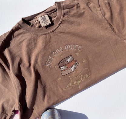 One More Chapter Embroidered Comfort Colors® T-Shirt Book Lover Tshirt Book Nerd Tee Bookworm T-shirt Booktok Tshirt Bookish Gift 4 Booknerd