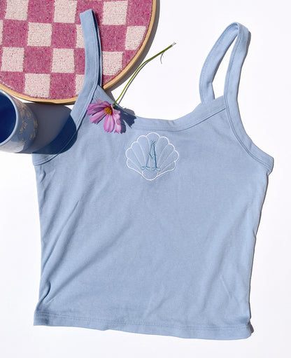 Seashell Bra Crop Top Personalized Crop Tank Top Custom Embroidered Crop Top Tank Bachelorette Tank Top Girls Trip Beachy Tank Coastal Tank
