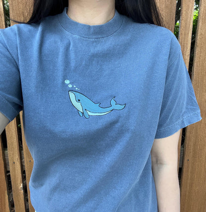 Whale Embroidered Garment Dyed Tee Animal Shirt Embroidered All is Whale Shirt Ocean Lover Shirt Cute Tee Sea Lover Embroidered Shirt