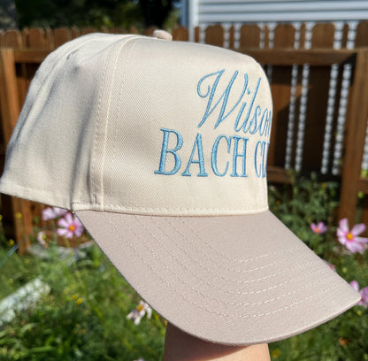 Custom Embroidered Bachelorette Trucker Hat: Khaki Cotton Twill Snapback