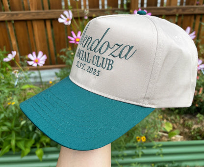 Custom Embroidered Bachelorette Trucker Hat: Forest Green Cotton Twill
