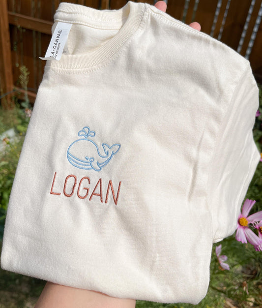 Custom Embroidered Kids T-Shirt: Personalized Name & Icon, Heavyweight Cotton