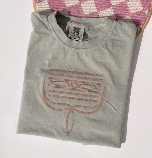 Embroidered Boot Stitch Comfort Colors T-Shirt: Trendy Western Tee