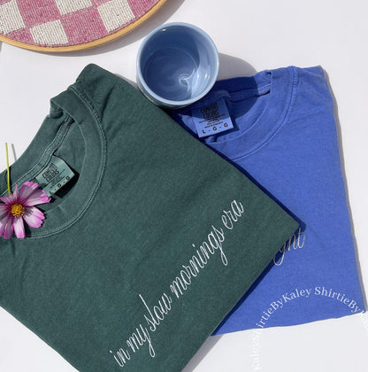 Royal Blue Comfort Colors Tshirt Custom Embroidered Tshirt Embroidered Tee Custom Tshirt Embroidered Gifts Mother's Day Gifts Custom Tee