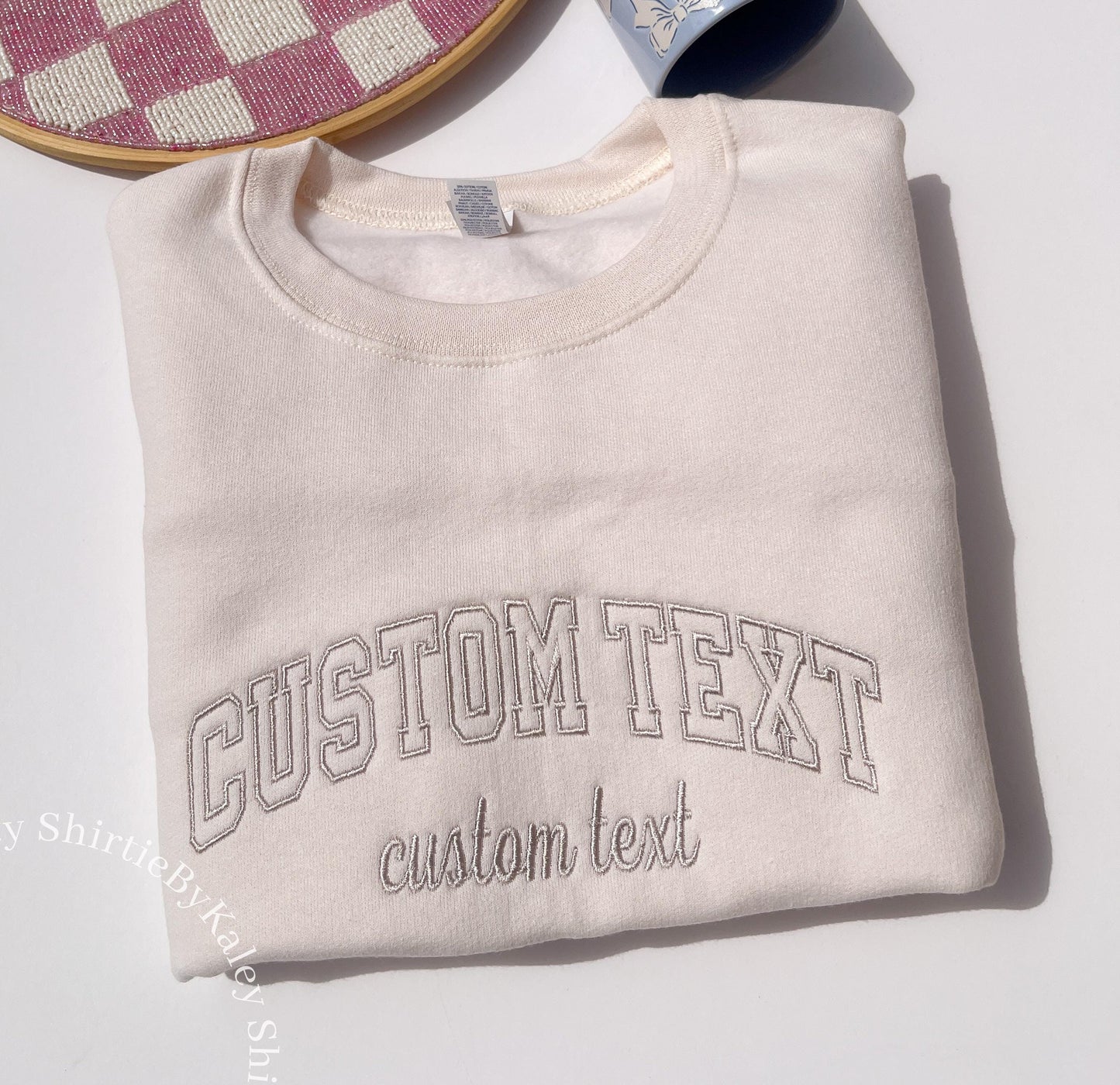 Custom Embroidered Varsity Crewneck Embroidery Crewneck Custom Embroidery Personalized Sweatshirt Embroidered Sweatshirt Mom gift Dad Gift