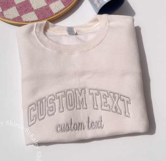 Custom Embroidered Varsity Crewneck Embroidery Crewneck Custom Embroidery Personalized Sweatshirt Embroidered Sweatshirt Mom gift Dad Gift