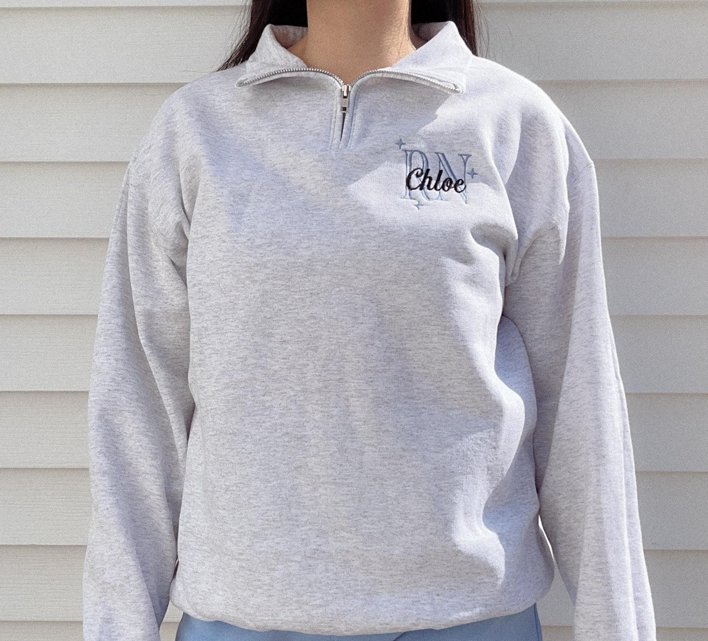 Personalized Embroidered Sports Team Quarter Zip Sweatshirt Custom Team Spirt Sweater Custom School Sweater College Team Sports Mascot Bow