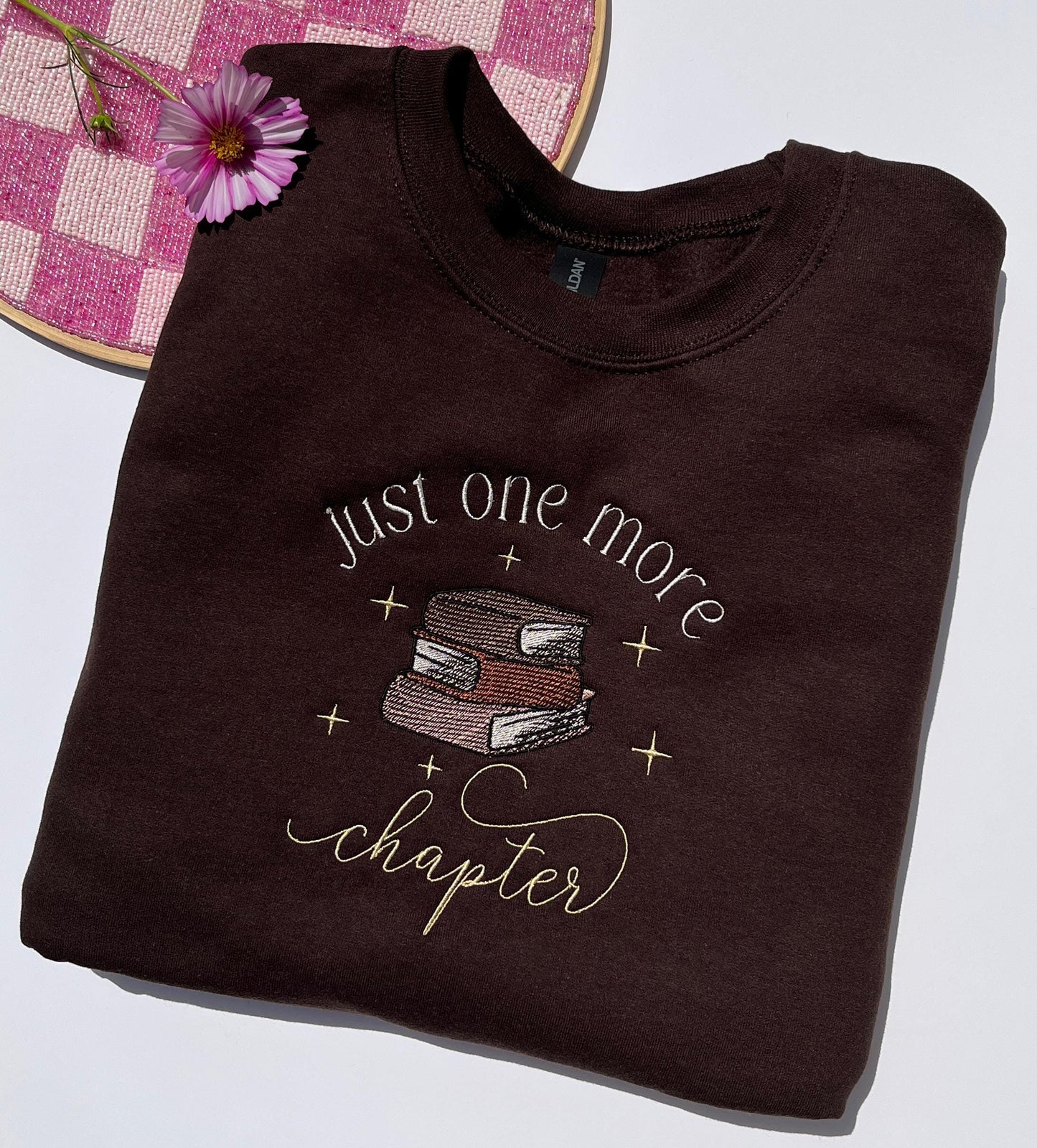 Embroidered One More Chapter Sweatshirt BookClub Sweatshirt Booktok Sweater Bookworm Sweater Embroidery Sweatshirt Gift for Booktoker