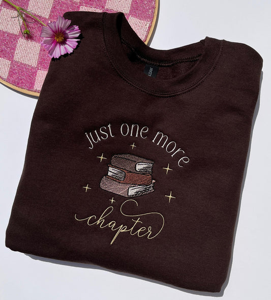 Embroidered One More Chapter Sweatshirt BookClub Sweatshirt Booktok Sweater Bookworm Sweater Embroidery Sweatshirt Gift for Booktoker
