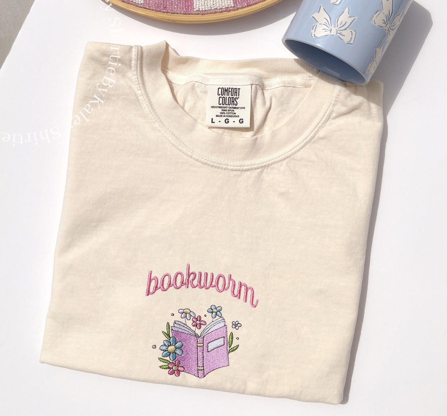 Embroidered Bookworm Comfort Colors® Shirt Embroidered Book Lover Tee Book Club Gift Book Lover Top Embroidery Booknerd Tee Booktok T-shirt