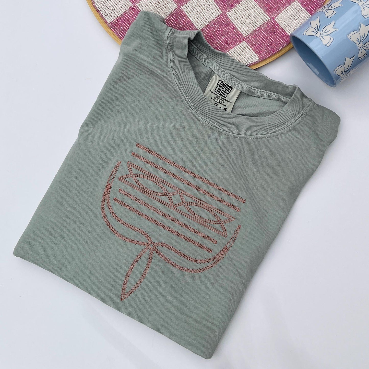 Embroidered Boot Stitch Comfort Colors T-Shirt: Trendy Western Tee