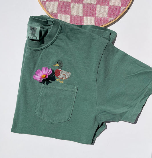 Embroidered Mallard Duck T-Shirt Vintage Cross-Stitch Comfort Colors Tee Vintage Goose Comfort Colors Shirt Geese Shirt Silly Shirt Meme Tee