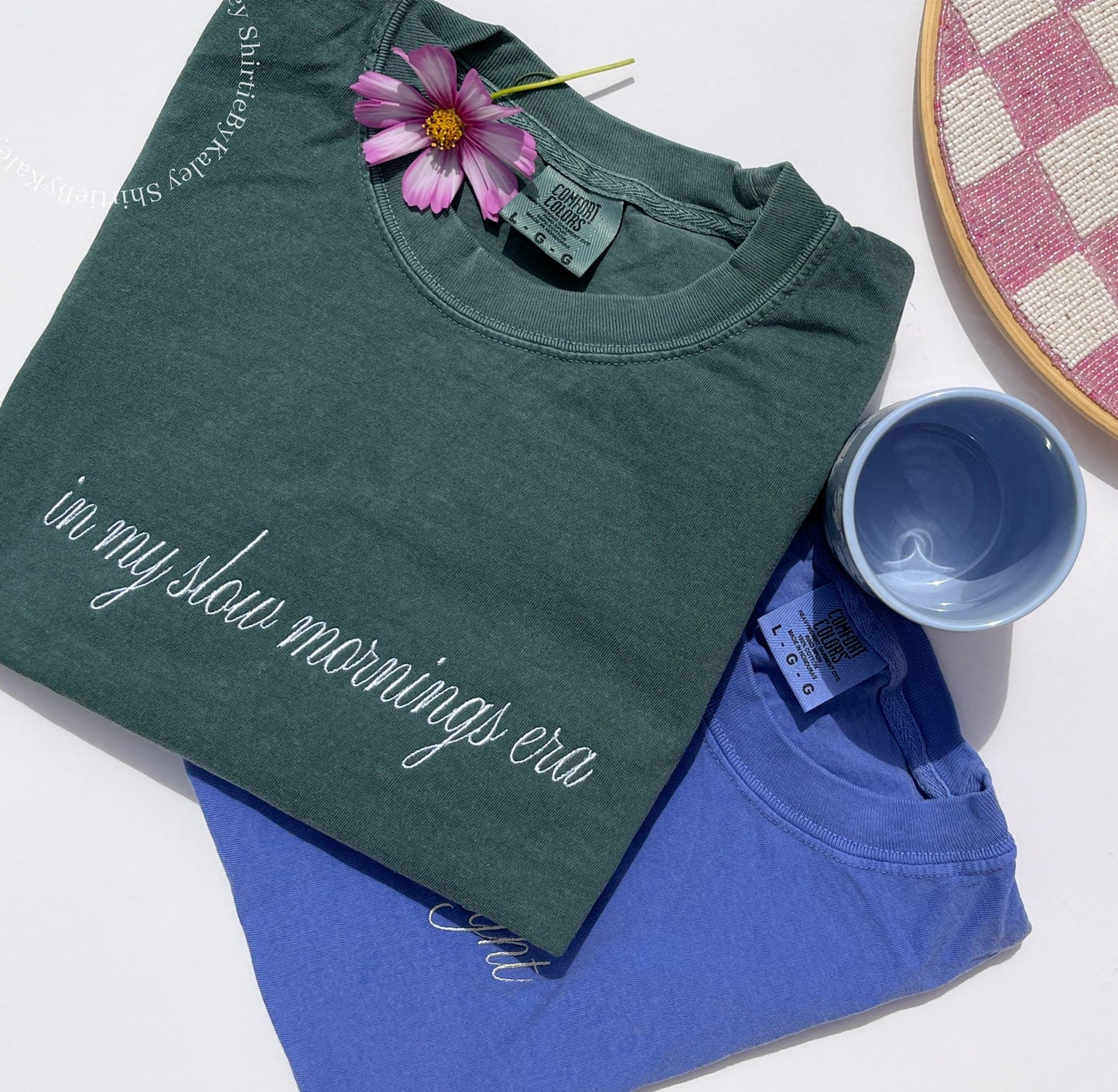 Royal Blue Comfort Colors Tshirt Custom Embroidered Tshirt Embroidered Tee Custom Tshirt Embroidered Gifts Mother's Day Gifts Custom Tee