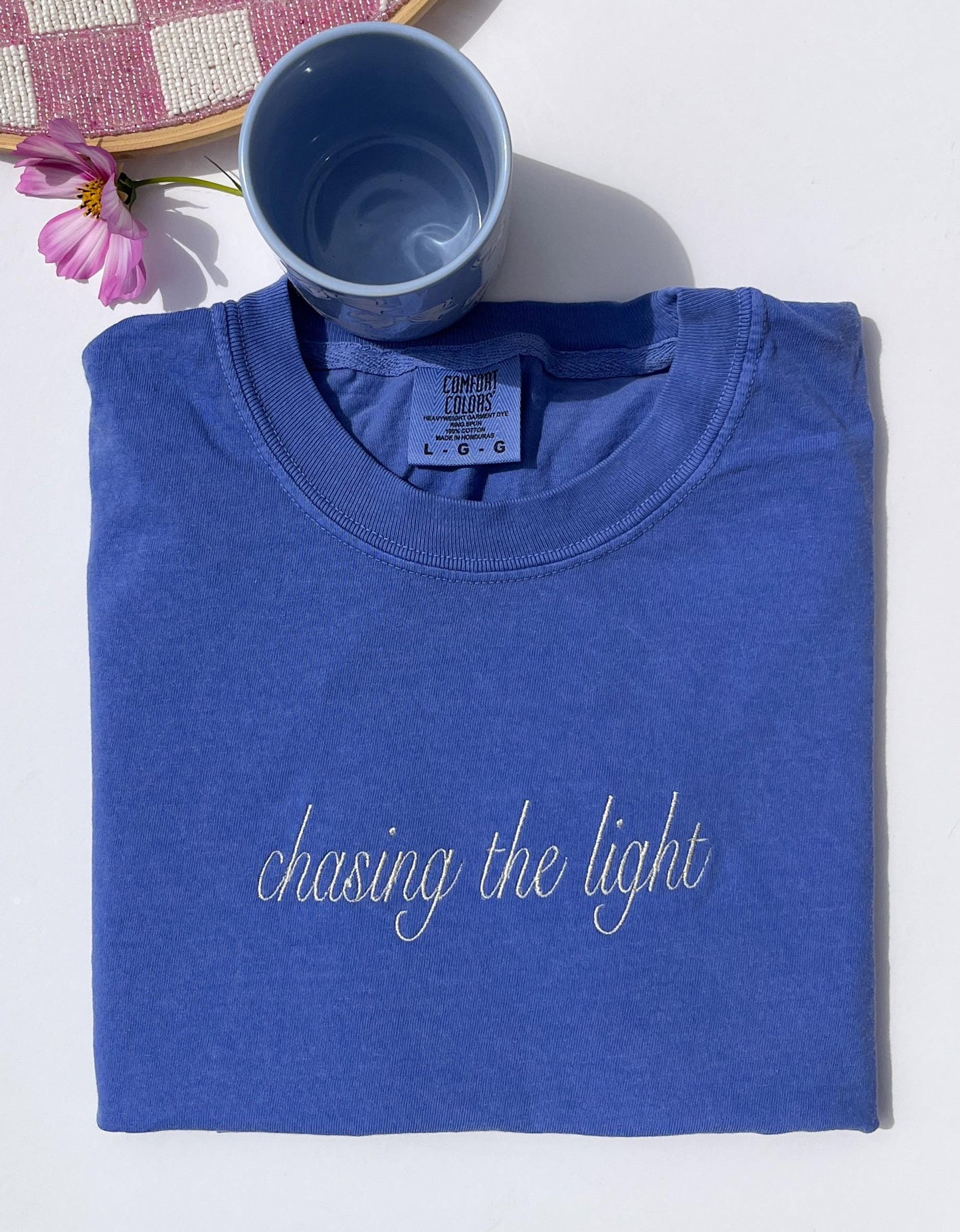 Royal Blue Comfort Colors Tshirt Custom Embroidered Tshirt Embroidered Tee Custom Tshirt Embroidered Gifts Mother's Day Gifts Custom Tee